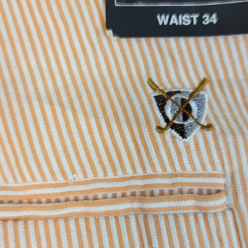 Oxford Golf NWT Stretch Orange And White Mens Chino Shorts Athletic Size 34 - Picture 6 of 7